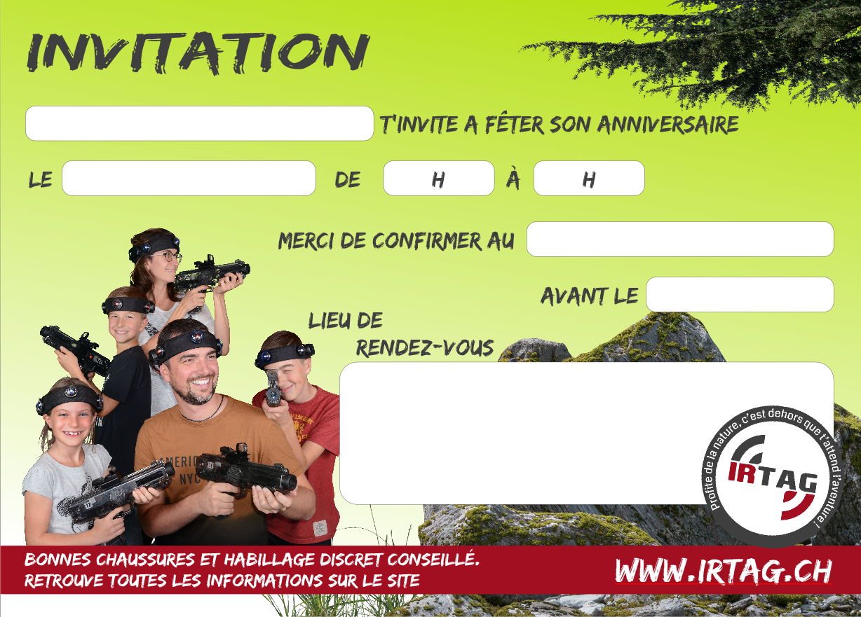 Lasergame birthday invitation